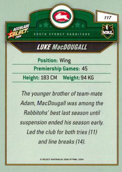 2006 Select Accolade #117 Luke MacDougall Back